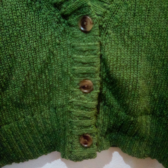 Michael Kors Green Cropped Knit Cardigan 100% Cotton Size XS Fall - Picture 5 of 14